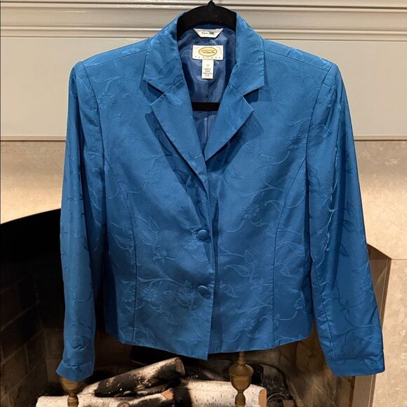 Talbots Teal Blue 100% Silk Blazer Size 10 - Picture 1 of 4